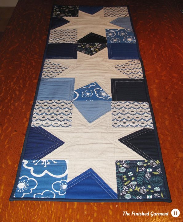 Blue Star Table Runner sewn by The Finished Garment